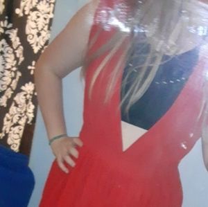 Red full length formal dress